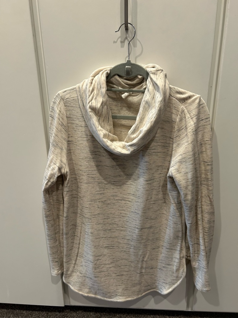 LOFT Cream Marled Cowl-Neck Sweater